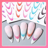 Nagelaufkleber con punta francesa - 6 Blatt Selbstklebende Nail Art Schablonen - Nagel Zubehör Und Dekoration