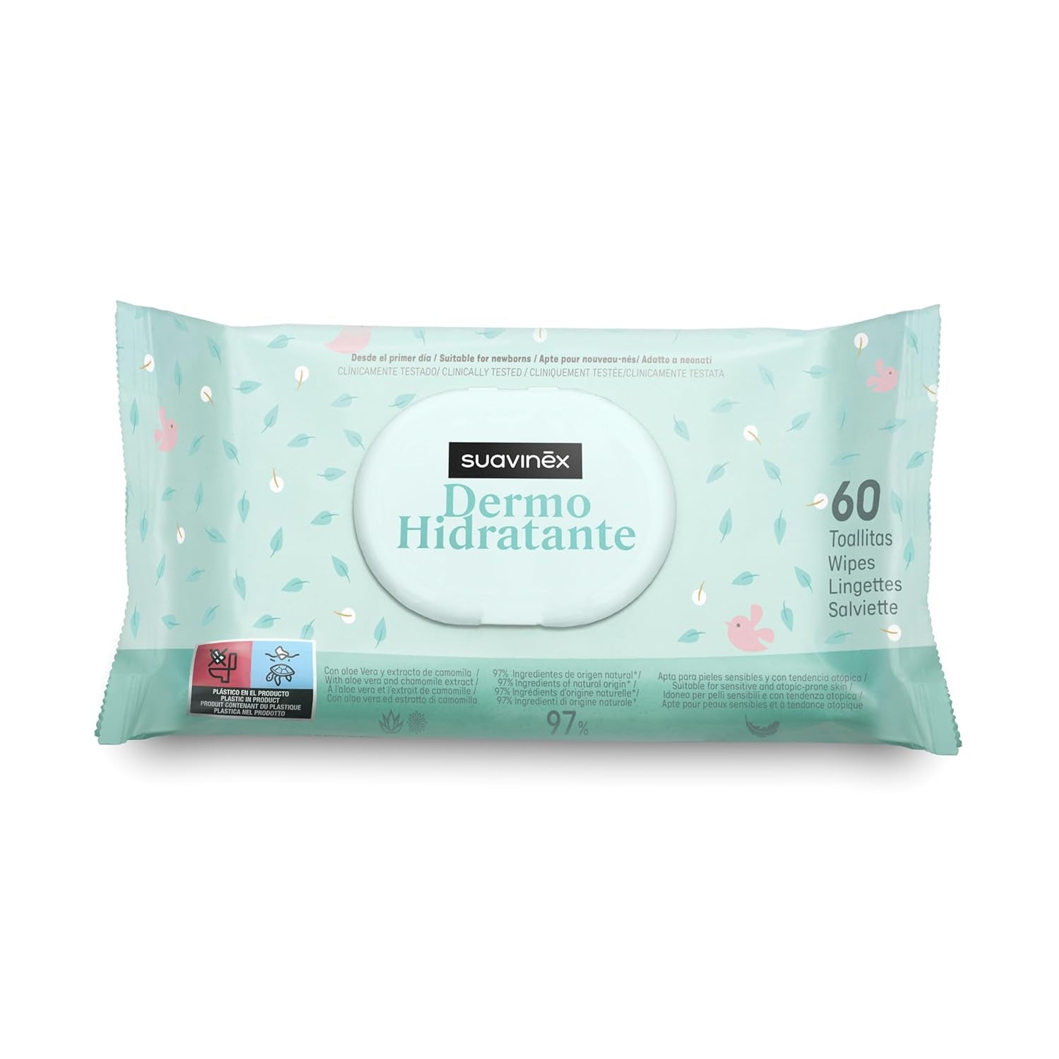 Suavinex 14 Pack de 60 Toallitas Húmedas para Bebé (840 Toallitas en Total), Hidratantes, Aptas para Pieles Atópicas, 95% Ingredientes Naturales