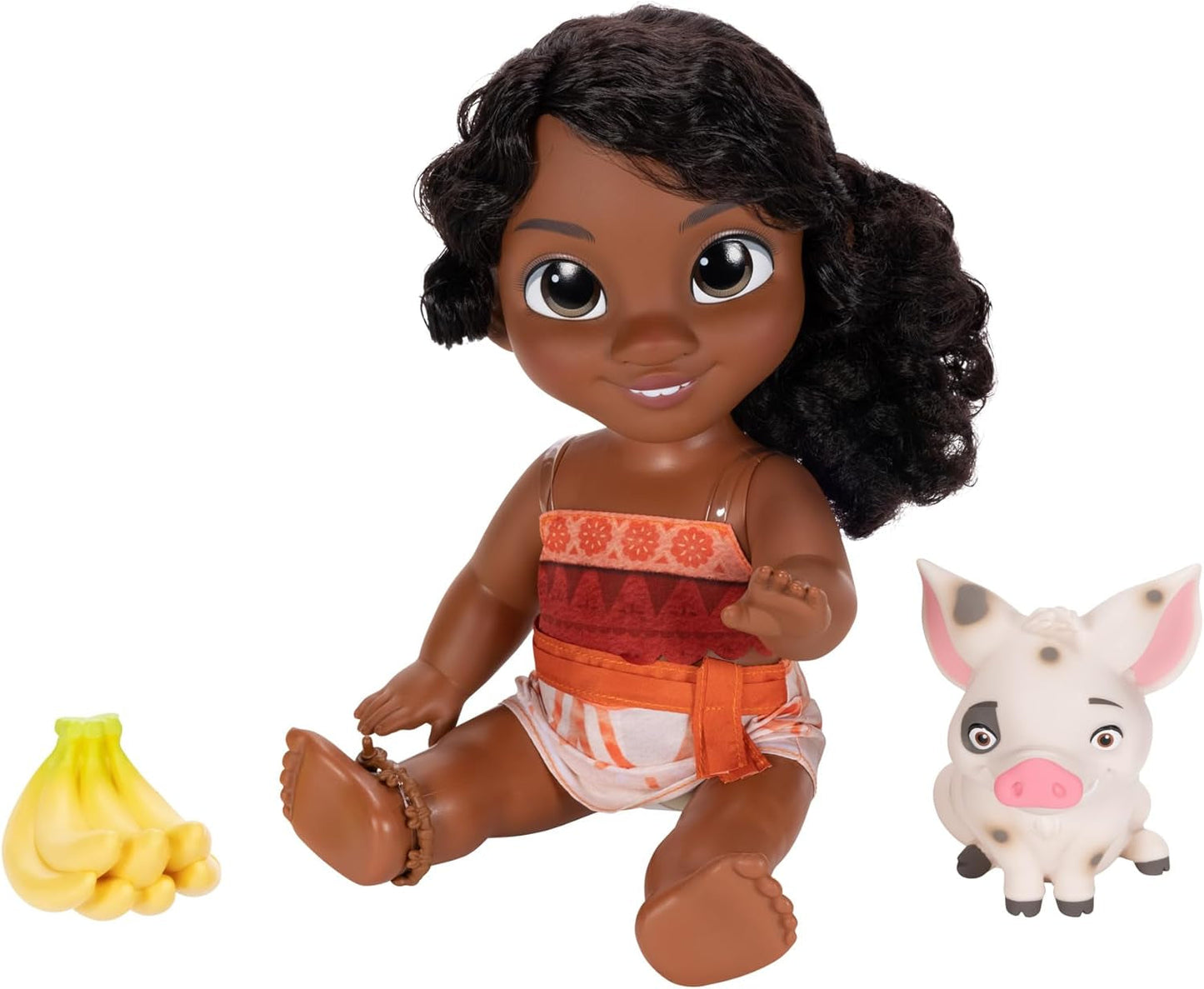 Jakks Pacific Moana 2 Little Sister Simea Doll and Pua Figure Playset 27 cm de alto, incluye 1 traje de muñeca, 1 Pua, 1 racimo de plátanos de plástico, recomendado para edades de 3 años en adelante