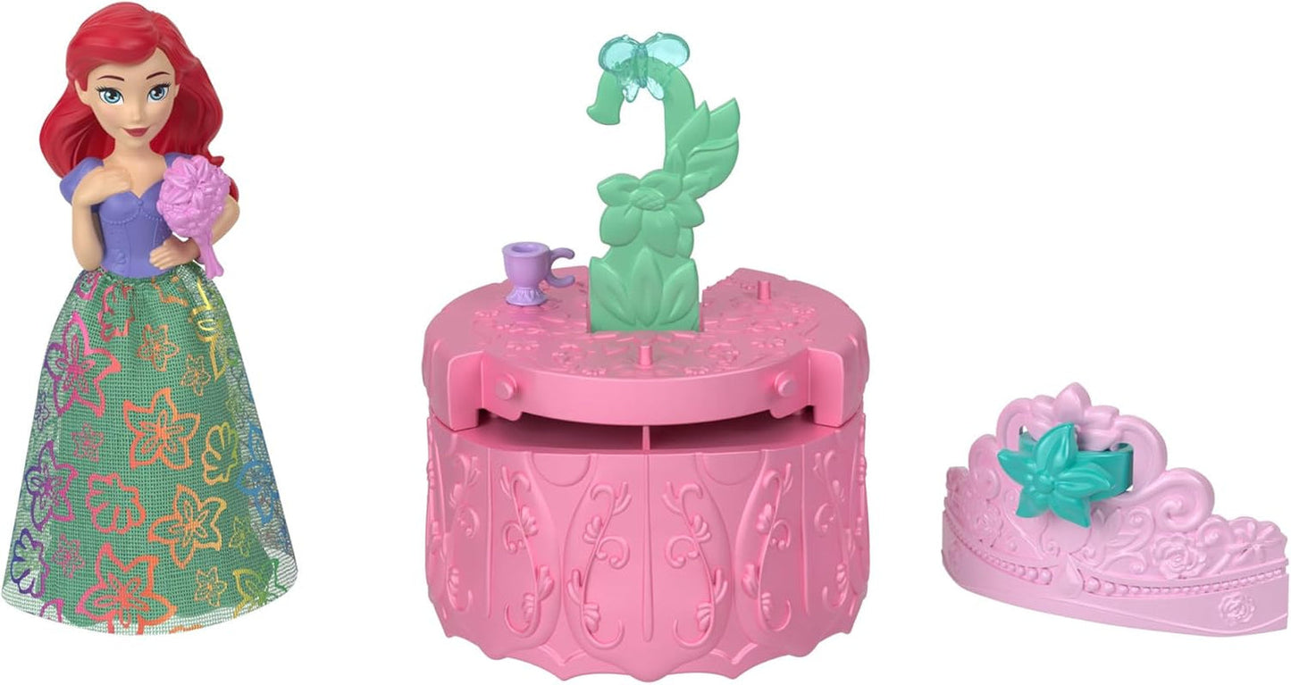 Mattel Disney Princess Royal Color Reveal Muñeca pequeña con 6 sorpresas, incluido anillo perfumado y 4 accesorios (las muñecas pueden variar), serie Garden Party HRN63