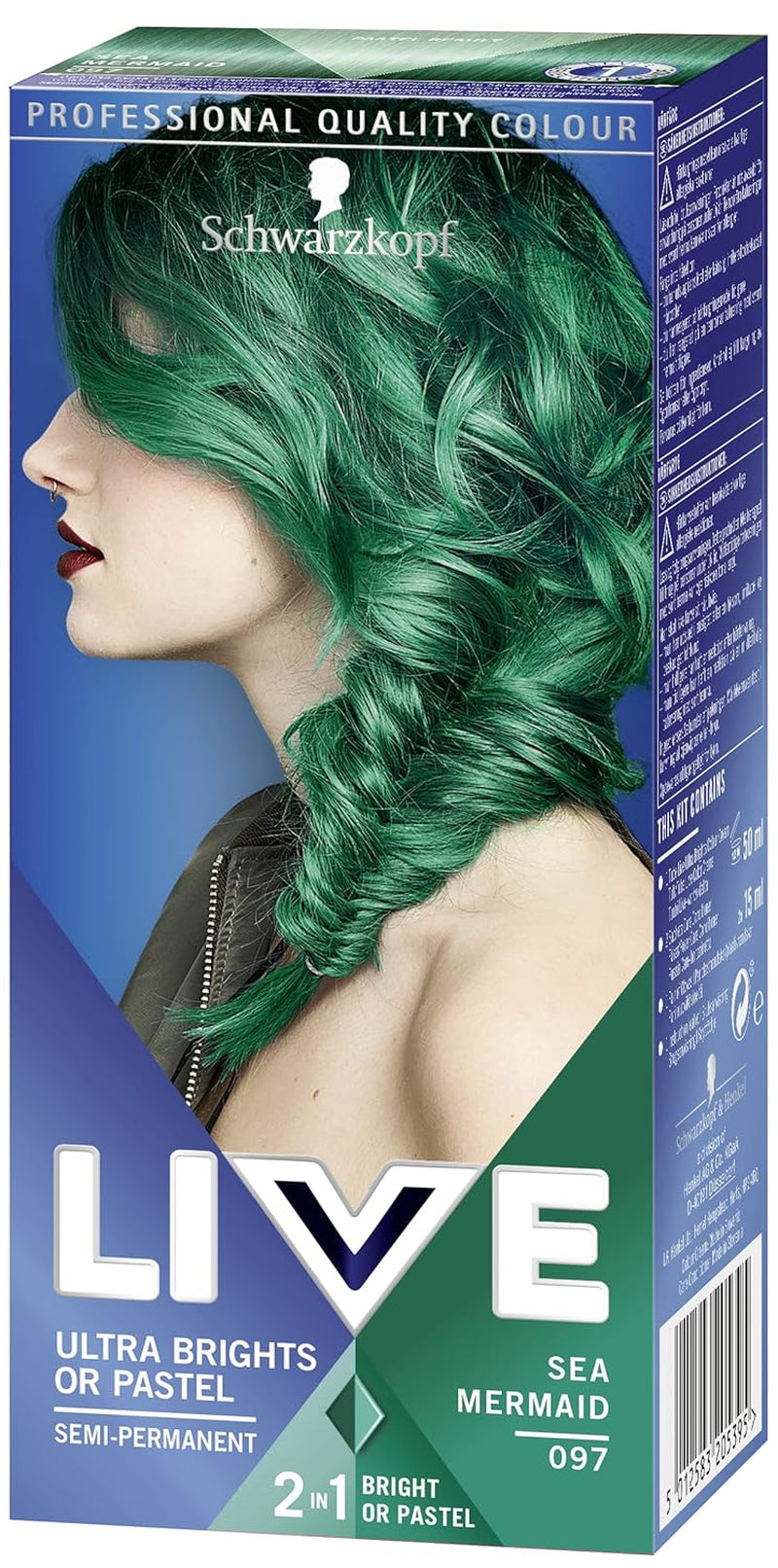 Tinte para el cabello Live Ultra brillante o rojo pastel, paquete de 3, color semipermanente que dura hasta 15 lavados - 092 Pillar Box Red Naty Shop Tinte para el cabello 97 Mermaid, paquete de 3 (paquete de 1)