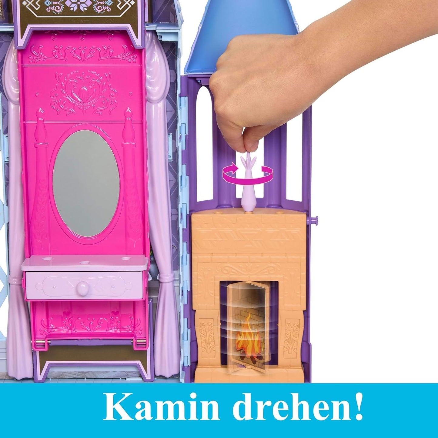 Mattel Disney Frozen - Casa de muñecas Castillo Arendelle (60 cm+) con muñeca Elsa, 4 parques infantiles y 15 piezas de muebles y accesorios Disney Frozen II, HLW61