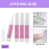 Uñas postizas de cubierta completa, paquete de 504, 12 tamaños de uñas postizas con pegamento para uñas, uñas artificiales acrílicas con caja de almacenamiento para salones de uñas y arte de uñas en casa DIY (cuadrado)