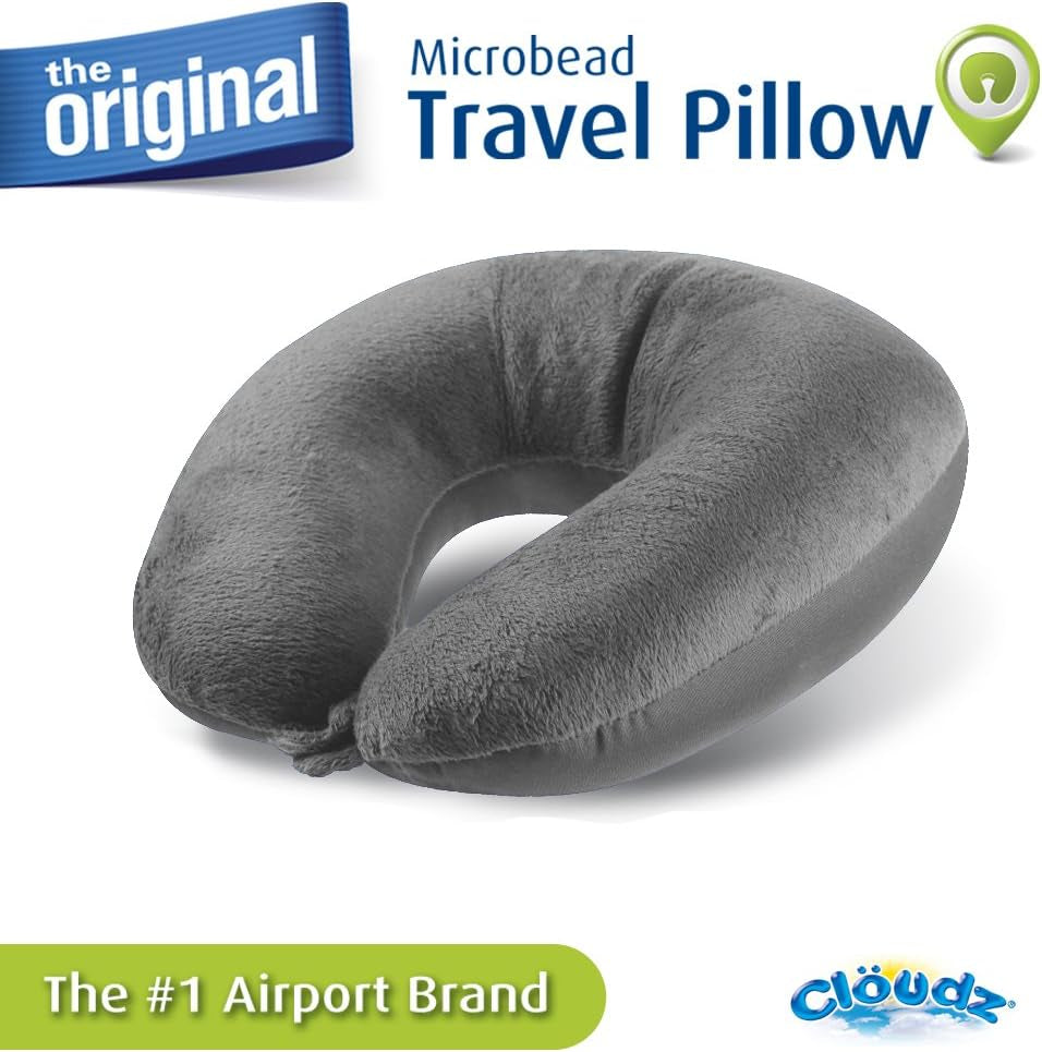 Almohada de viaje para el cuello Cloudz Microbead, gris Naty Shop Almohadas de viaje