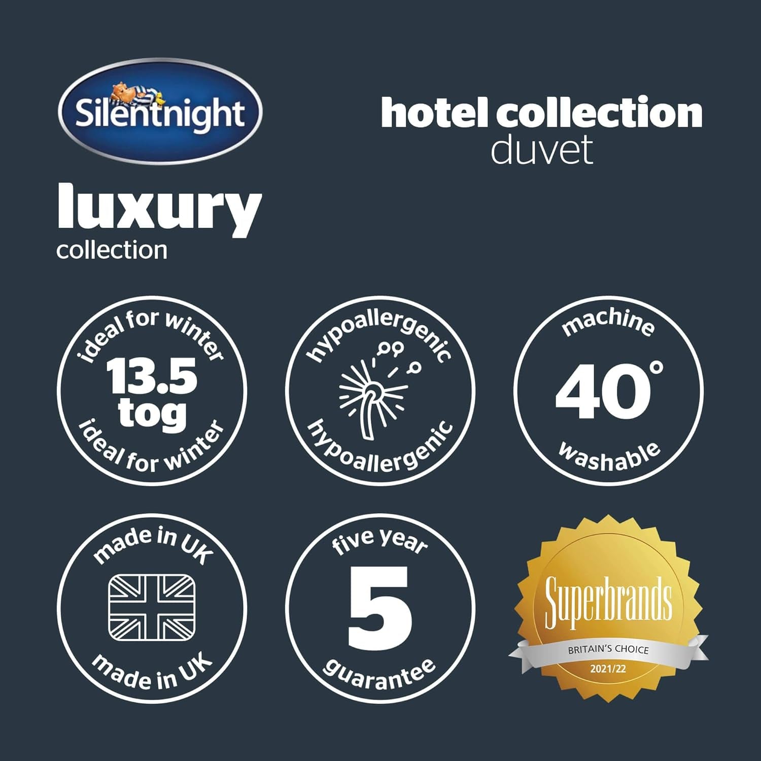 Silentnight Hotel Collection edredón para cama de matrimonio, 13,5 TOG, blanco, microfibra, blanco, cama individual 135 X 200Cm Edredones y edredones Naty Shop