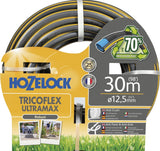 Manguera HOZELOCK - Ultramax 12,5 mm x 30 m, hasta 70 % de PVC reciclado, robusta, resistente a la intemperie, antitorsión, resistente a dobleces y aplastamientos, gris