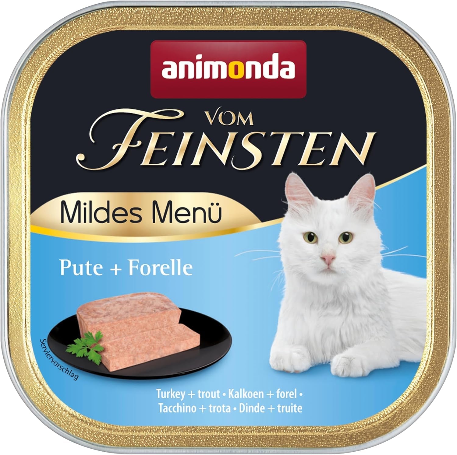 animonda vom Feinsten Mild Menu Mild Variety (32 x 100 g), comida húmeda para gatos sin cereales y sin azúcar, comida fácilmente digerible con carne de pavo