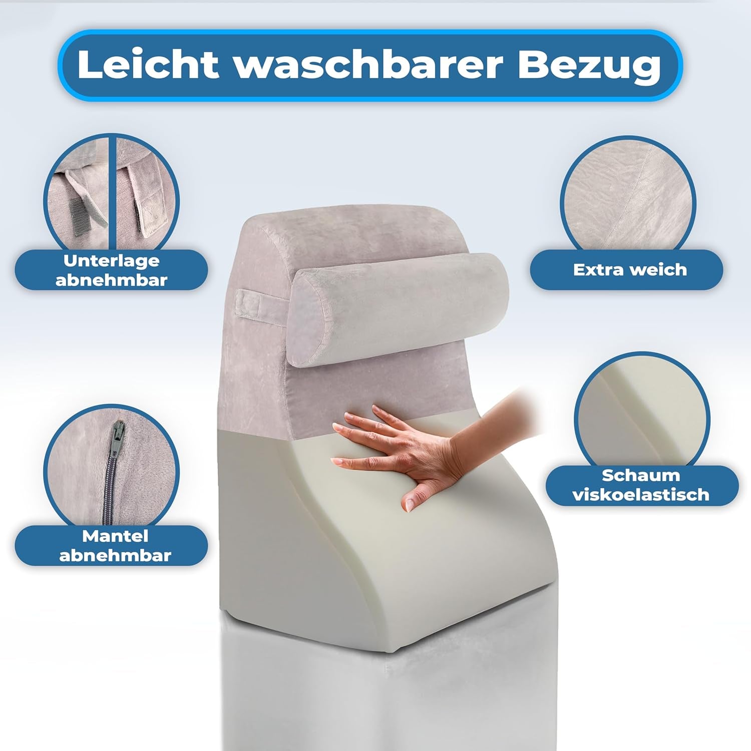 Almohada de lectura de espuma viscoelástica | Almohada de respaldo ergonómica y cuña para cama, sofá y sofá | Almohada ortopédica de apoyo para dolores y tensiones de espalda.