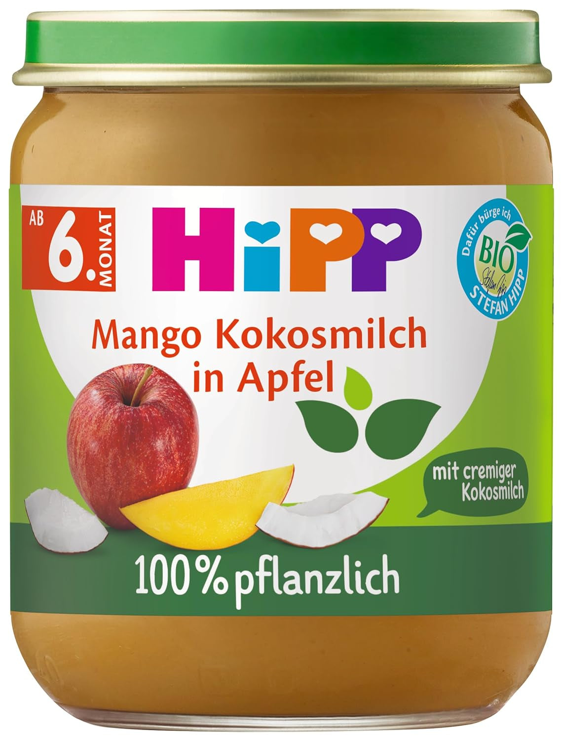 HiPP Leche de coco, manzana y mango orgánico, paquete de 6 (6 x 160 g)