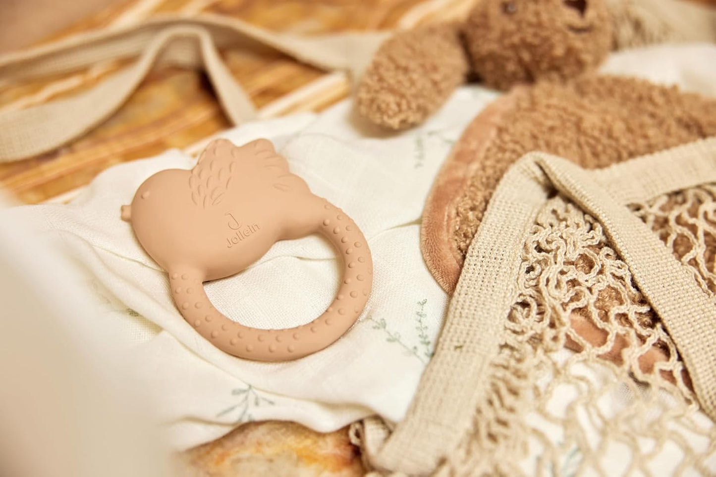 Jollein Mordedor de caucho natural para bebé - Hermosos pájaros - Mordedor para bebé - Ayuda para la dentición - Inofensivo y libre de BPA - Juguete para bebé