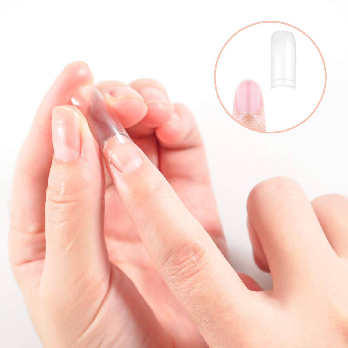 Uñas postizas 500 Uds. Uñas postizas artificiales de Color Natural, 10 tamaños DIY acrílico con caja, cepillo para uñas, empujador de cutículas, lima de uñas