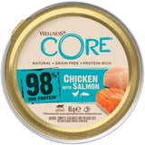 Wellness CORE 98% 12 x 85g, Pollo y Salmón - Comida húmeda para gatos, paté espeso, sin cereales, natural, hipoalergénica, rica en proteínas, rica en carne