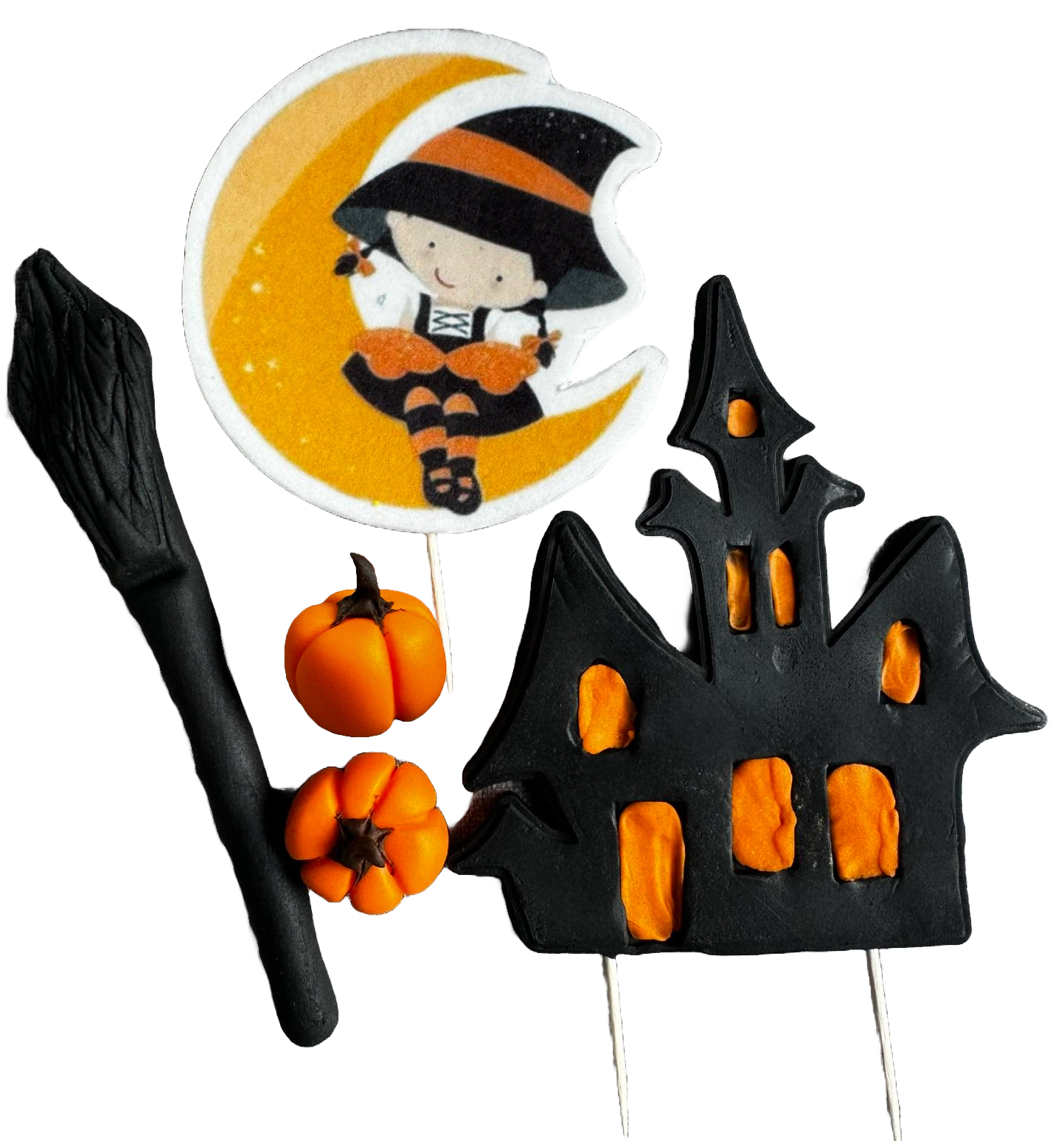 Set de 5 decoraciones de pasta de azúcar comestible, Decoraciones de pasta de azúcar para Halloween Naty Shop