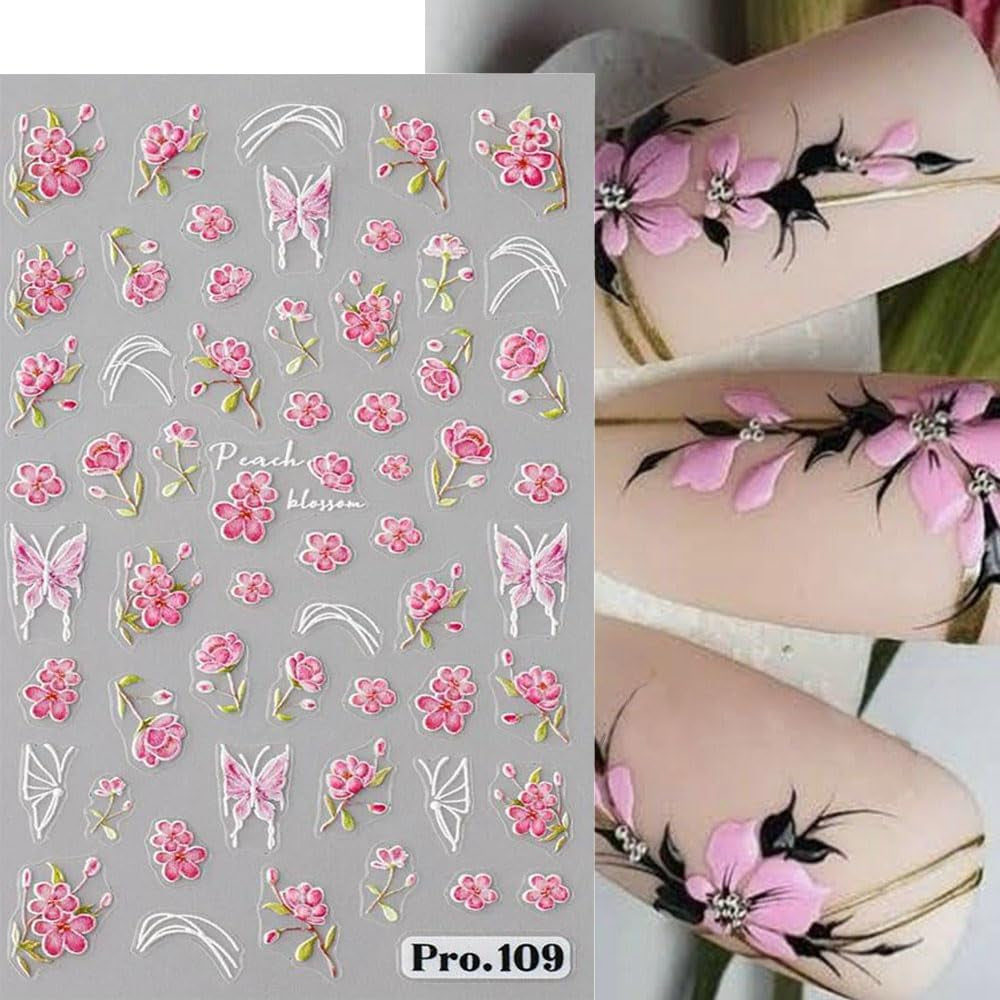 5 uds Geprägte Gänseblümchen Nagelsticker Selbstklebend Blumen Nagelaufkleber Gänseblümchen Schmetterling Nagel Sticker Nageldesign Aufkleber Nägel Zubehör Blume Nail Sticker Flower Nail Art Stickers