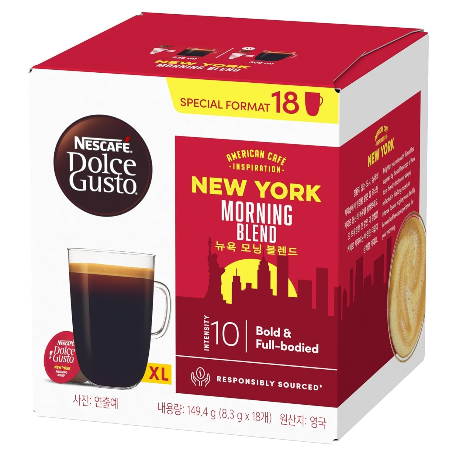 NESCAFÉ DOLCE GUSTO American Café Inspiration New York Morning Blend Kaffeekapseln Paquete de 3 (3 x 18 cápsulas)