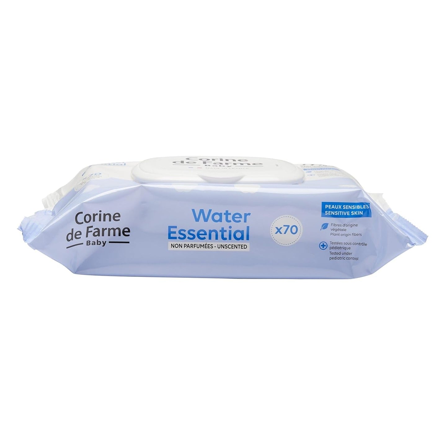 Toallitas Bebé Change Water Essential x70 - Neceser de Fibra Vegetal - 99% Agua Ultra Purificada - Higiene desde el Nacimiento - Tapa Resellable