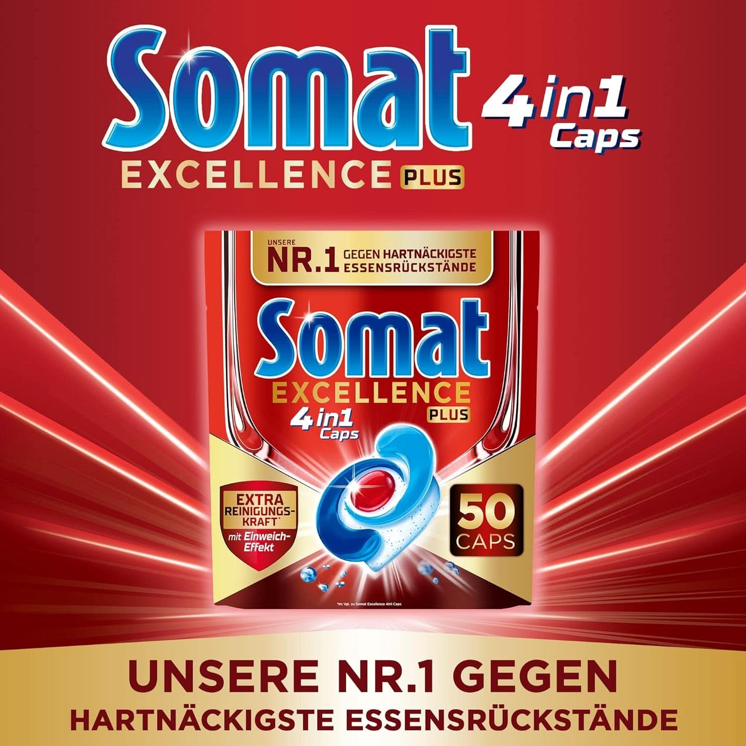 Somat Excellence plus 4En1 Caps (50 Caps), Naty Shop pastillas para lavavajillas