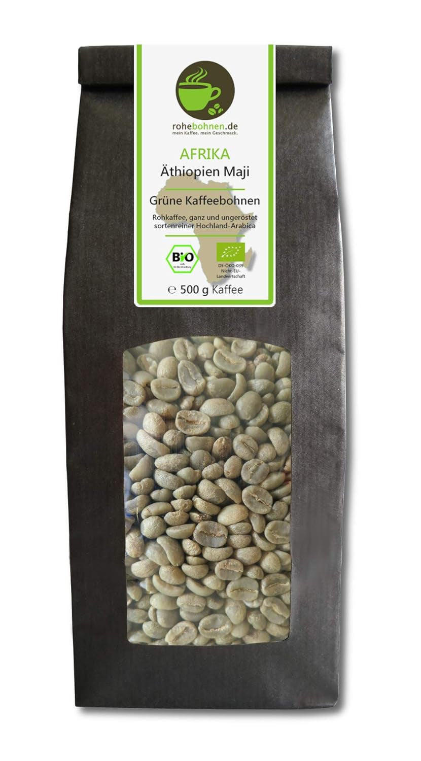 Maji Café Arábica crudo orgánico etíope 500 g (granos de café verdes 500 g) - Certificado GMP