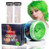 Tinte temporal para cabello verde, cera para color de cabello, tono de cabello para hombres y mujeres, pomada para cabello natural, cera para tinte de cabello con clip de color para color de cabello Crazy Party (4.23 oz, verde) Naty Shop Tinte para cabello verde 1G (1 paquete)