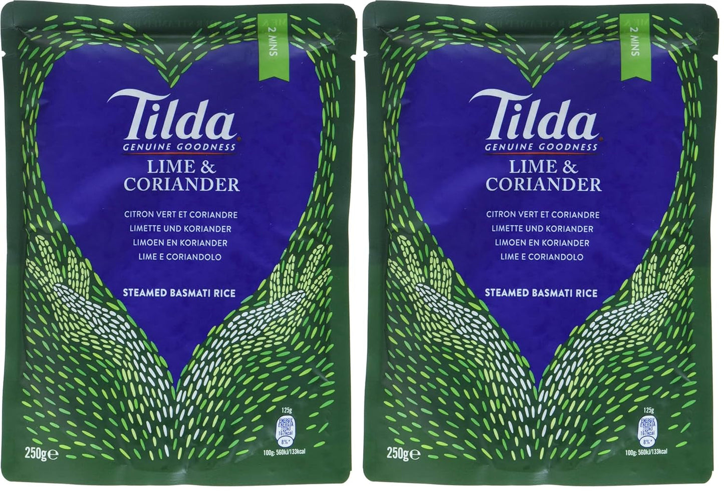 TILDA Arroz Basmati al Vapor con Lima y Cilantro para Microondas, 250g