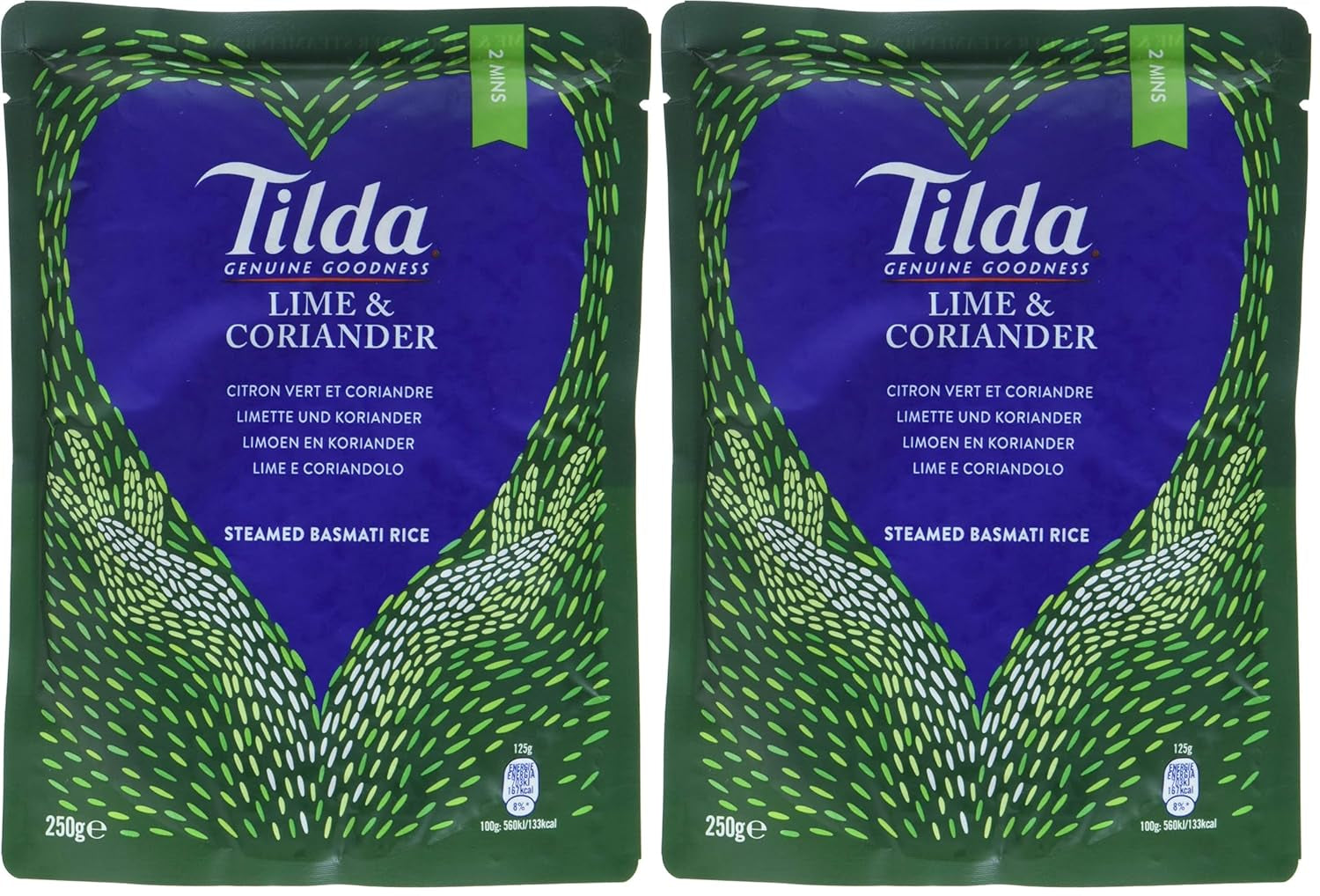 TILDA Arroz Basmati al Vapor con Lima y Cilantro para Microondas, 250g