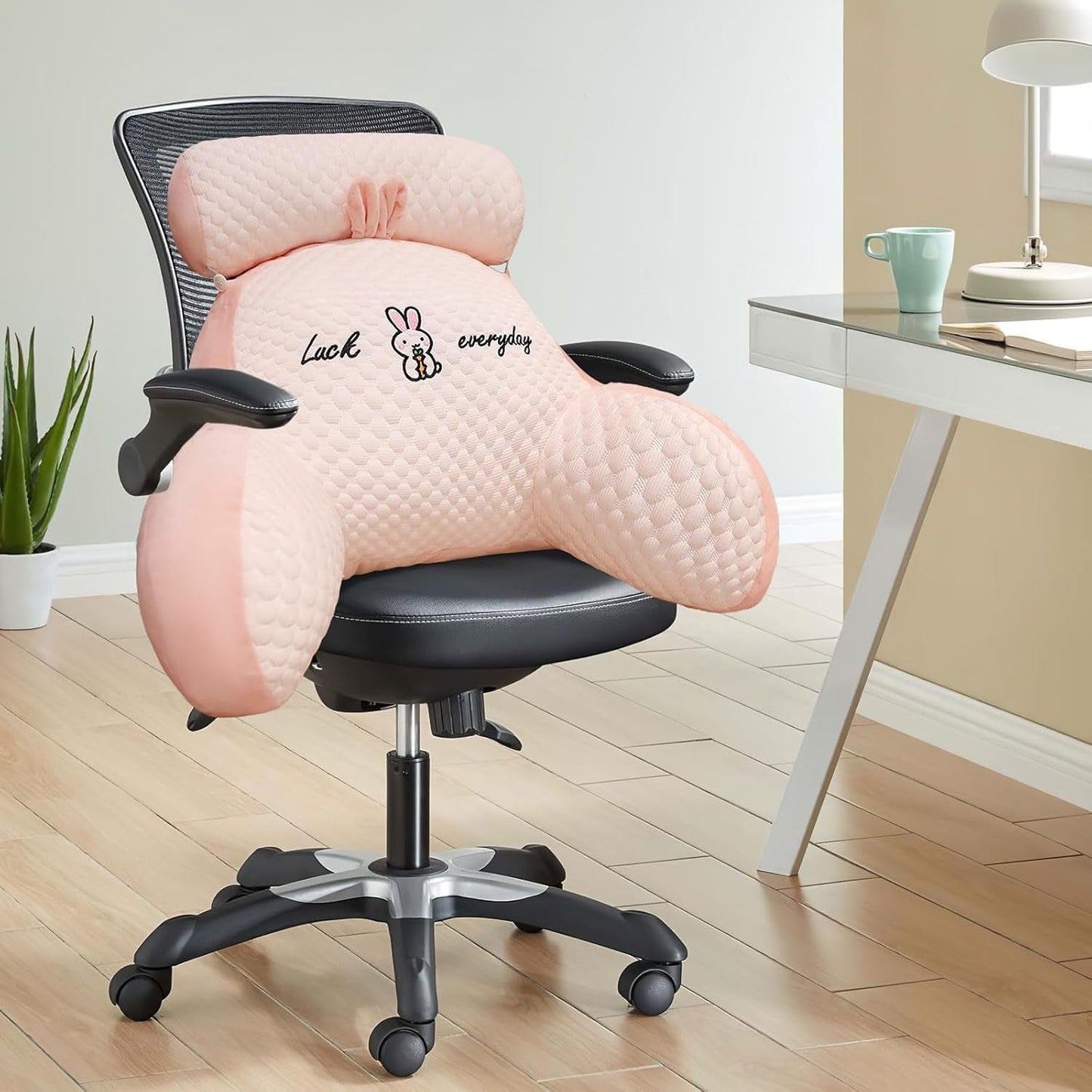 Almohada de lectura, almohada de cama, almohada de espalda extra grande para adultos de 70 x 50 cm para leer con rollo de cuello desmontable y brazo de apoyo, cómoda almohada de lectura para cama y sofá (rosa, extra grande)