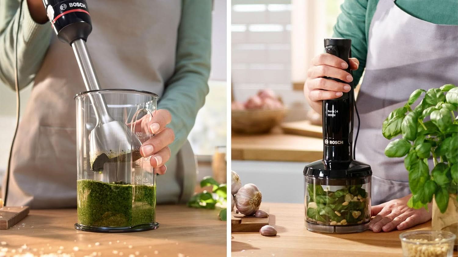 Bosch Stabmixer Ergomaster Serie 4, 1000 Watt, Edelstahl-Mixstab, Zerkleinerer, Mix-/Messbecher, Schwarz Kitchen Naty Shop