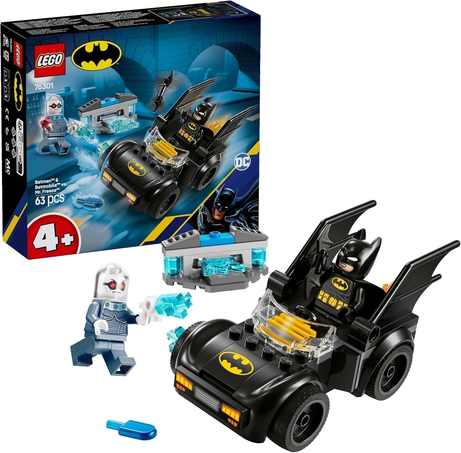 LEGO DC Batman: Batman y Batimóvil vs. Mr. Freeze - Coche de juguete de superhéroe con 2 minifiguras - Lanzador de hielo con elementos de fuego - Regalo para niños y niñas a partir de 4 años 76301 Juegos de construcción Besuche den LEGO-Store Título predeterminado