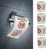 Juego de 4 papeles higiénicos "Feliz 40 cumpleaños" │40 cumpleaños 24 metros 2-telas 180Gr/Qm │ Papel higiénico con motivo de papel higiénico (4 X papel higiénico 40)