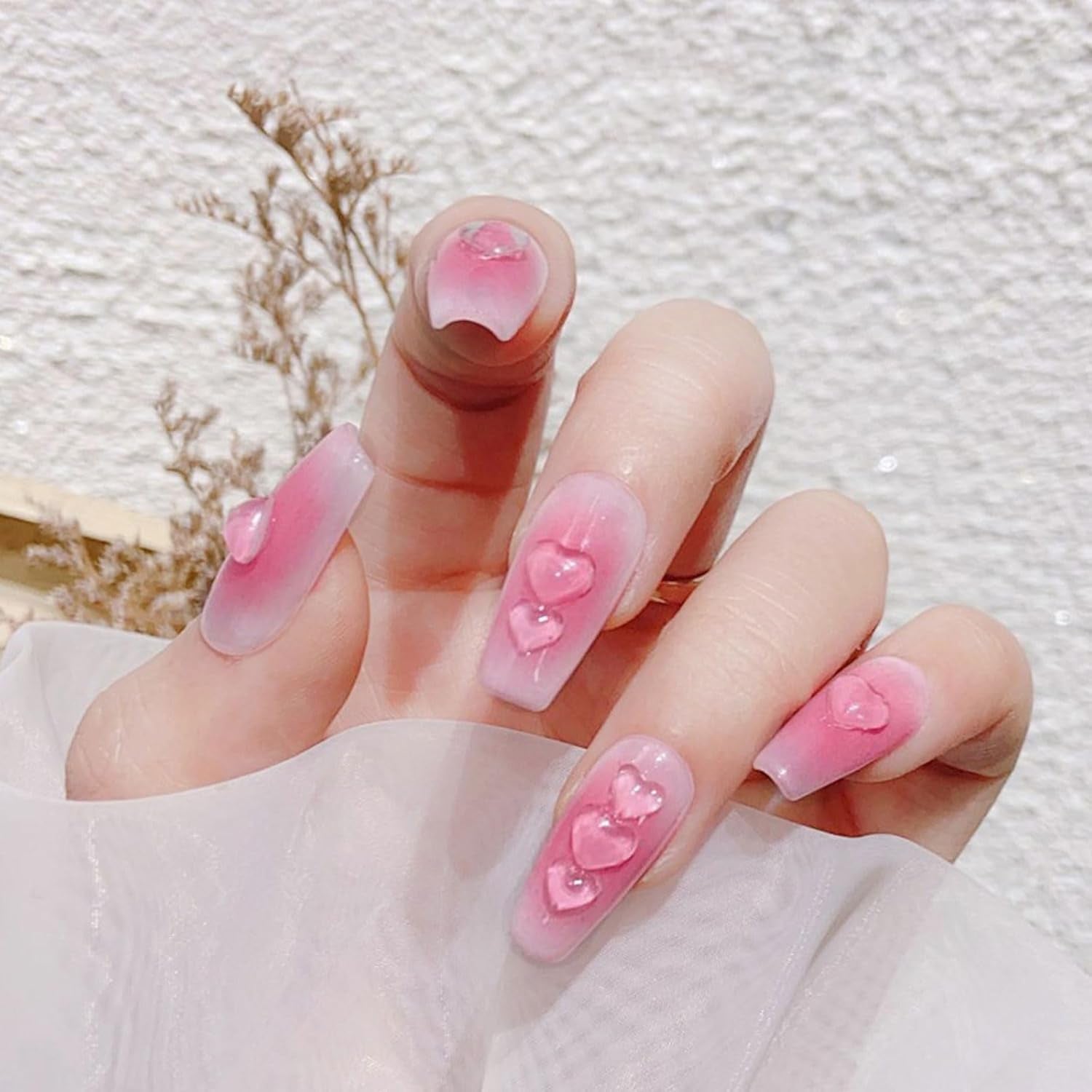 Dijes para decoración de uñas con forma de corazón en 3D, 320 piezas, dijes para uñas de acrílico transparente y transparente con parte trasera plana, piedras de Strass en forma de corazón de 4 mm, 6 mm, 8 mm, decoración de uñas duras para mujeres, mujeres, bricolaje, manicura (4 mm, 6 mm, 8 mm)