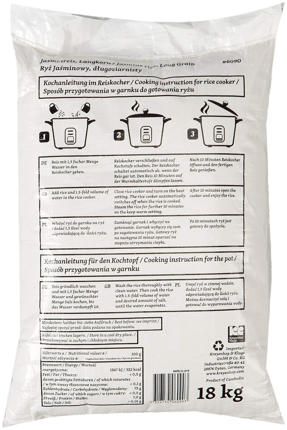 Arroz aromático RICEFIELD, grano largo, 1 paquete (1 x 18 kg)