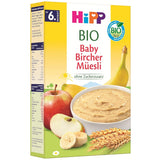 HiPP Muesli Bircher para bebés ecológicos (8 x 250 g), a partir de 6 meses, sin azúcar añadido, copos de cereales extra blandos - desayuno fácilmente digerible y de la mejor calidad ecológica