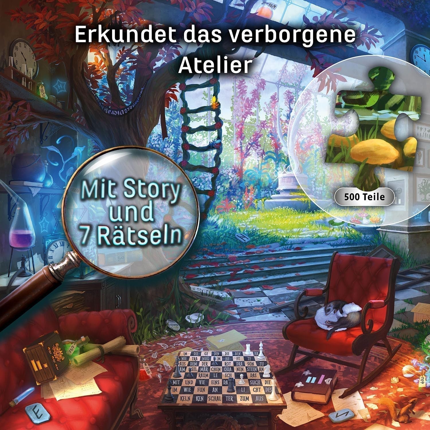 KOSMOS 683979 EXIT® Puzzle: The Hidden Studio Puzzle de 500 piezas para adultos y niños 10+ Escape Room Puzzle para principiantes Puzzle Naty Shop
