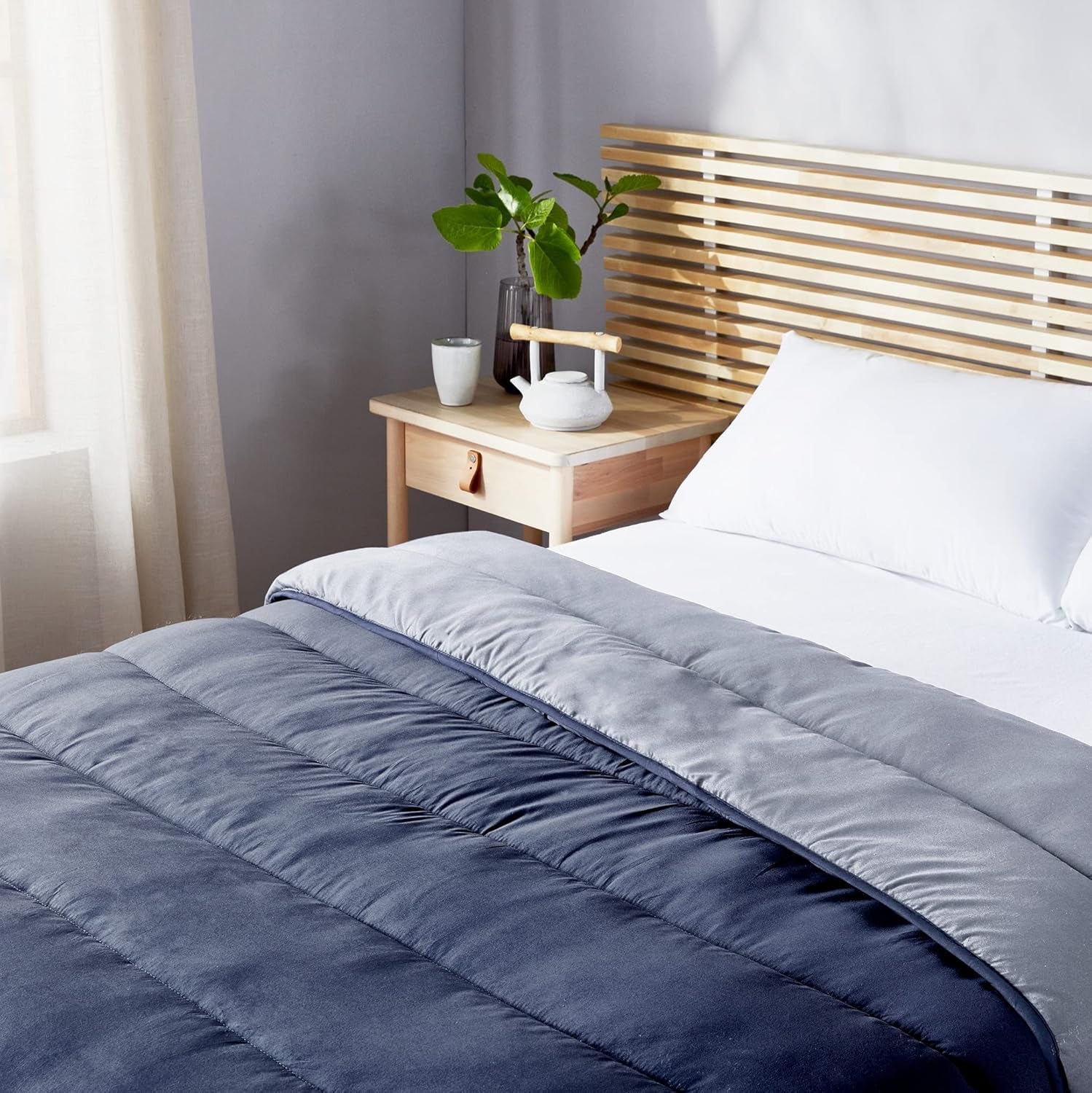 Pikolin Home - Edredón Reversible 300 G - Relleno Nórdico Bicolor - Para cama de 90 - Cómodo, cálido, transpirable, Azul Marino, 140 X 200 cm Edredones y edredones Naty Shop