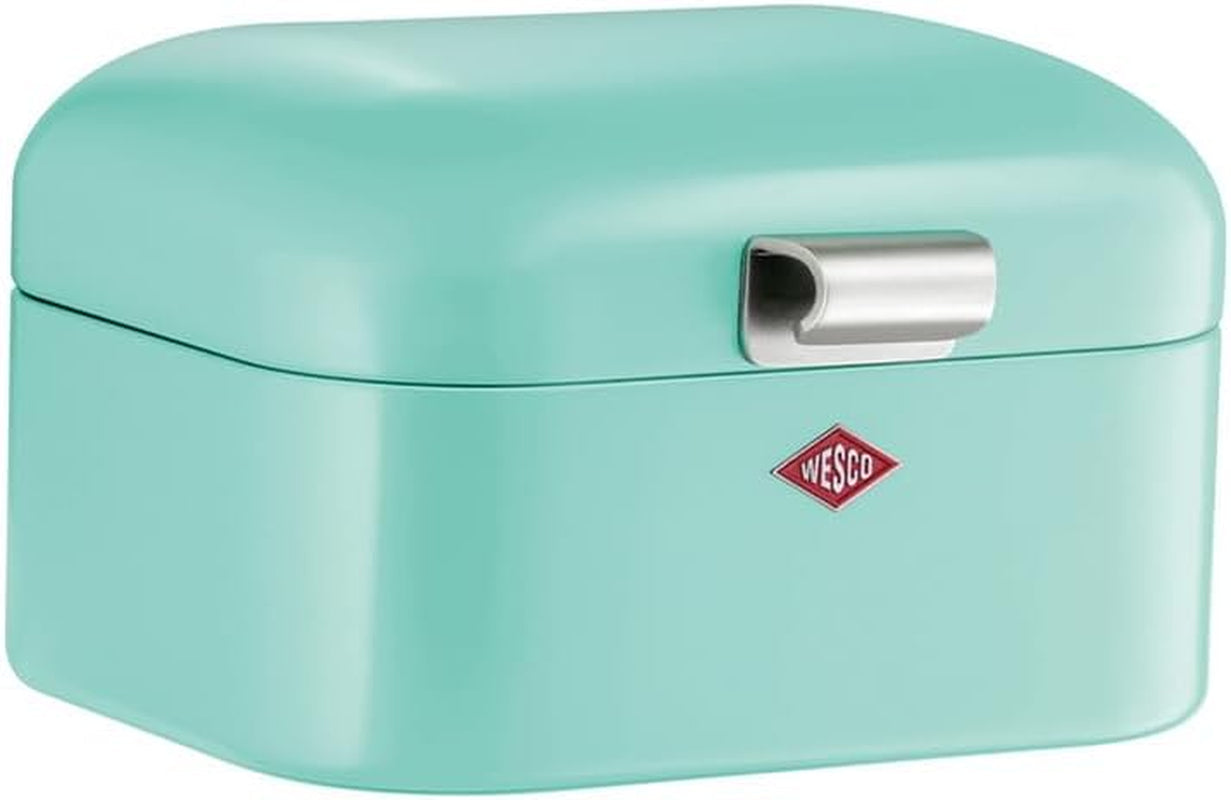Panera Wesco Mini Grandy en color rosa, chapa de acero con recubrimiento en polvo, orificios de ventilación y asa estable Cajas para almacenar alimentos Naty Shop Mint