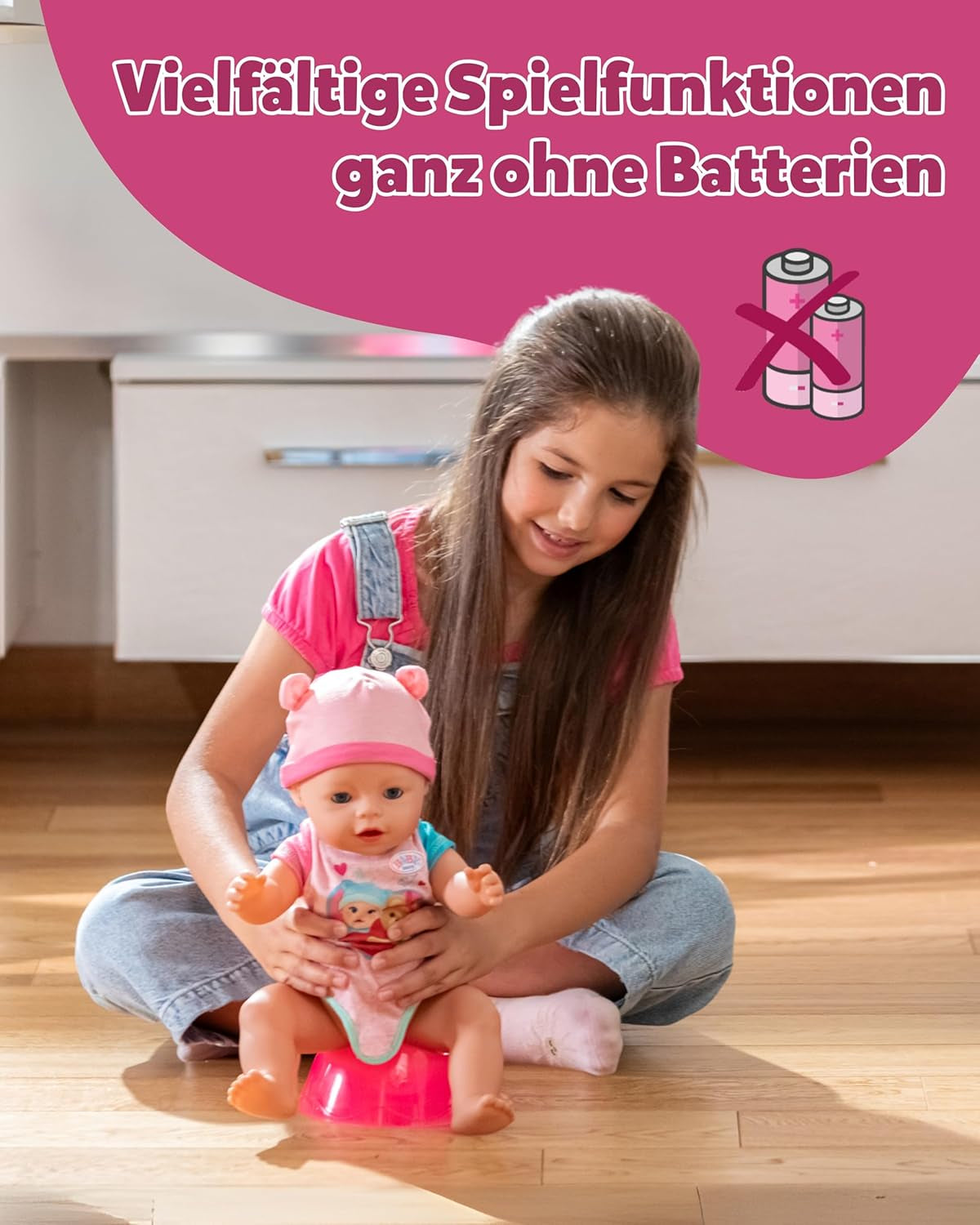BABY Born Emma - muñeca bebé 43 cm - 10 funciones incluidos accesorios y colchón - Funciona completamente sin pilas - Apto para niños a partir de 3 años