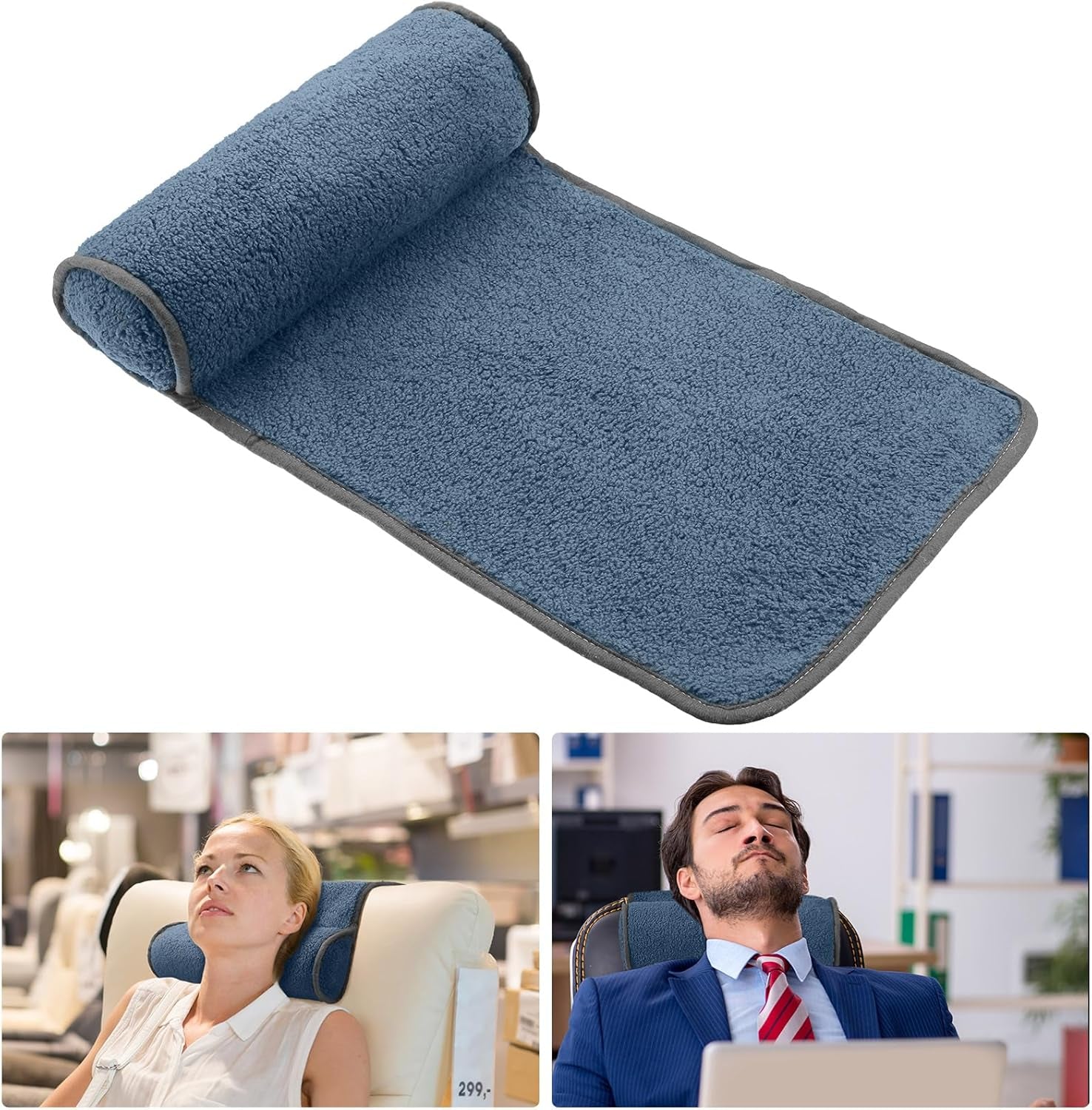 Almohada para el cuello para sillón reclinable, almohada ajustable de felpa, rollo para el cuello, forro polar antideslizante, almohada para el cuello para viajes, hogar, tumbona, sofá, sillón (gris oscuro)