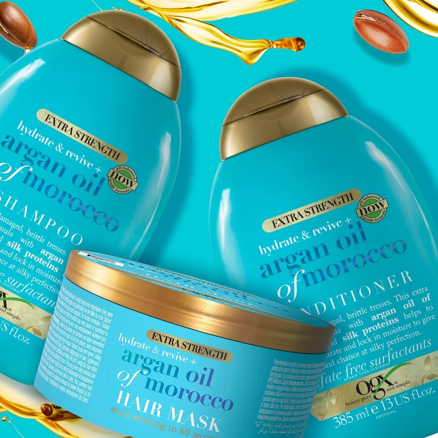 OGX Extra Strength Hydrate & Revive + Argan Oil of Marruecos Hair Mask (300ml), lujosa mascarilla capilar con rico aceite de argán y proteínas de seda Naty Shop Hair Mask