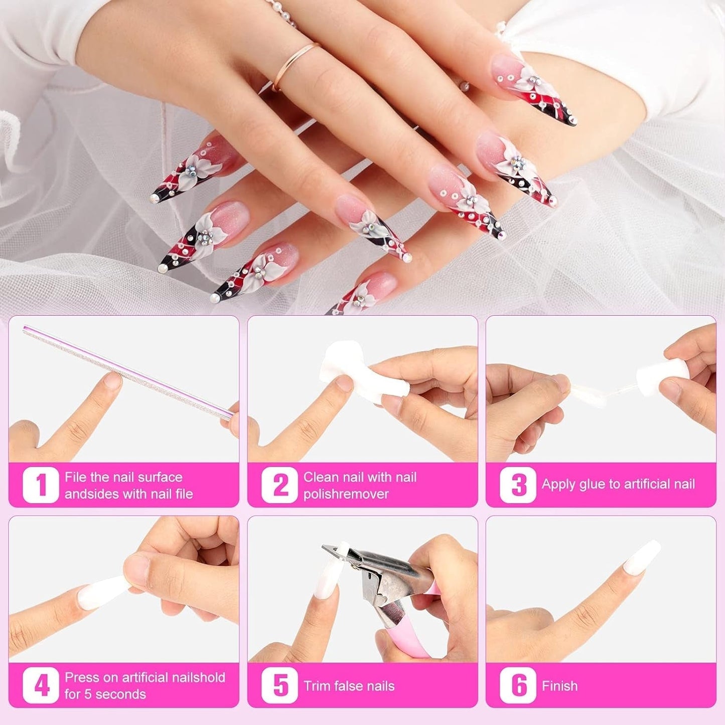 Pegamento para puntas de uñas, BOLASEN Pegamento para uñas extra fuerte, 4 piezas Pegamento para uñas agrietado, Pegamento para uñas, Pegamento para uñas artificial extra fuerte, Pegamento para uñas - 4 * 7 ml
