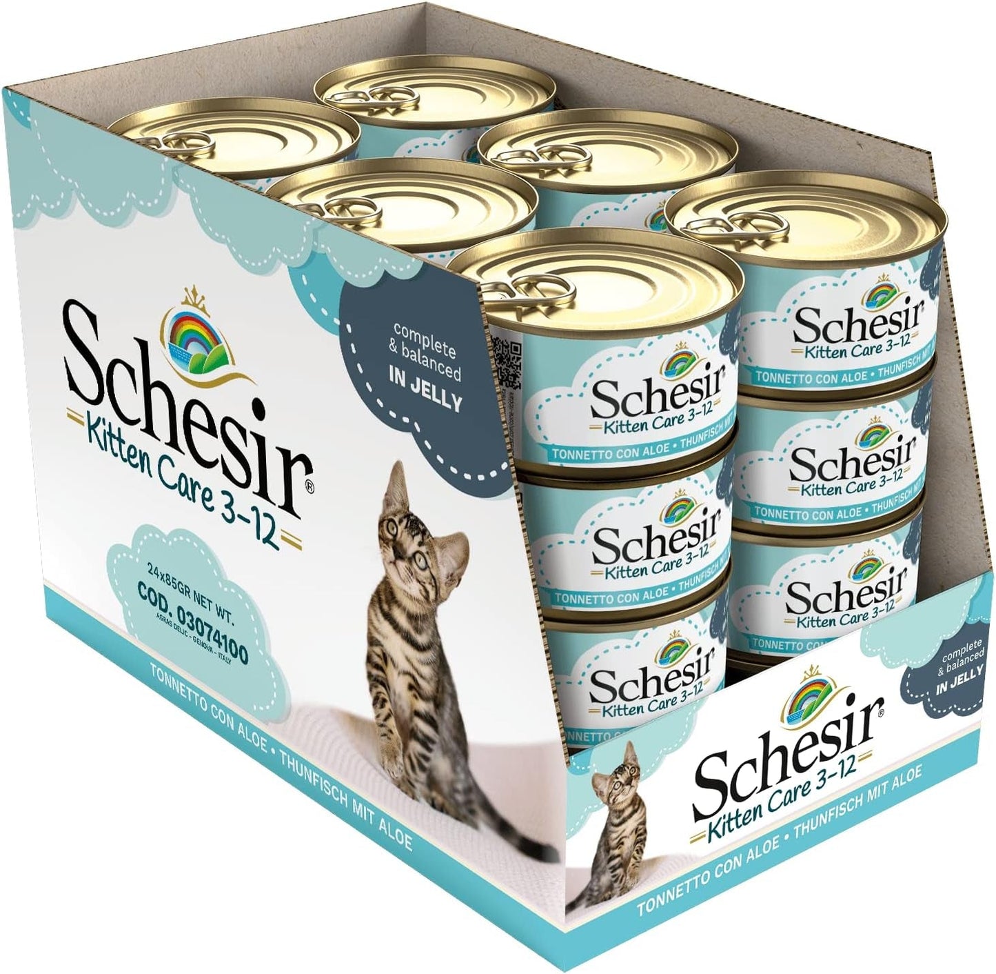 Comida húmeda para gatos Cat Jelly Kitten Atún con Aloe Vera, gelatina, 24 cajas x 85 g