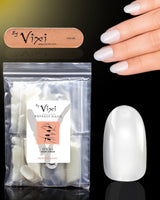 Vixi 600 extensiones de uñas cortas ovaladas con lima de preparación, 10 tamaños, cobertura total, opacas. Para profesionales y uso doméstico.