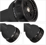 Relaxdays Manguera en espiral extensible hasta 10 m Manguera de jardín flexible con pulverizador de agua 7 patrones de pulverización negro