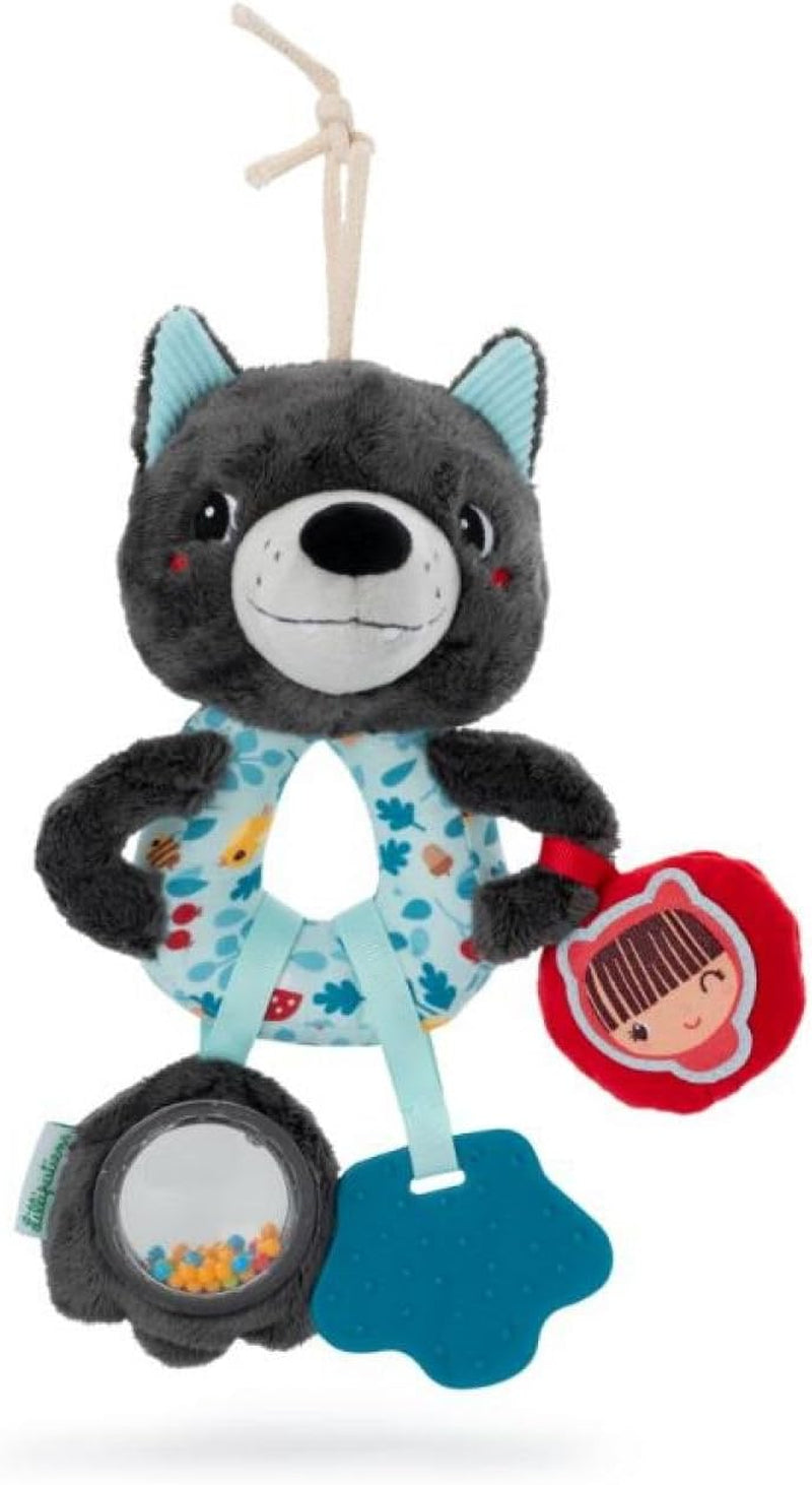 Lilliputiens - Anillas multiactividad Louis el Lobo - Sonajero para bebés con sonidos, texturas y colores - Fácil de atrapar - Estimula los sentidos y favorece la motricidad - A partir de 3 meses - 83505 Toys Bebe Naty Shop Louis
