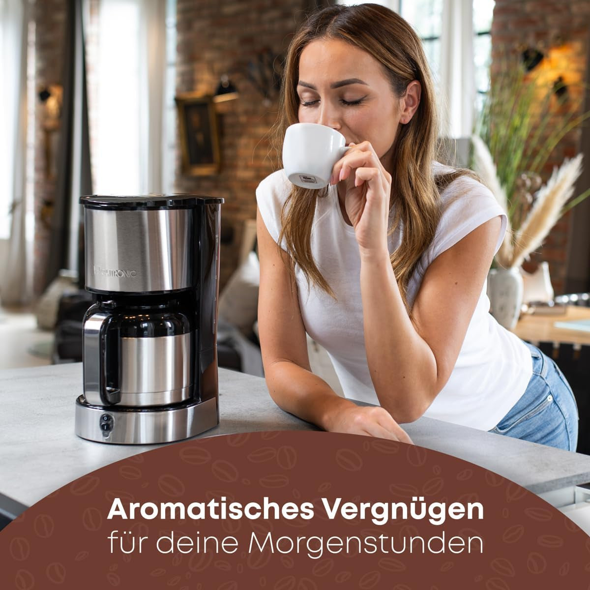 Cafetera Clatronic® con jarra termo para 8-10 tazas de café (aprox. 1,2 l) | Cafetera de filtro de acero inoxidable | Jarra Termo de Doble Pared | Sin pérdida de temperatura | Cafetera 800 W | KA 3805