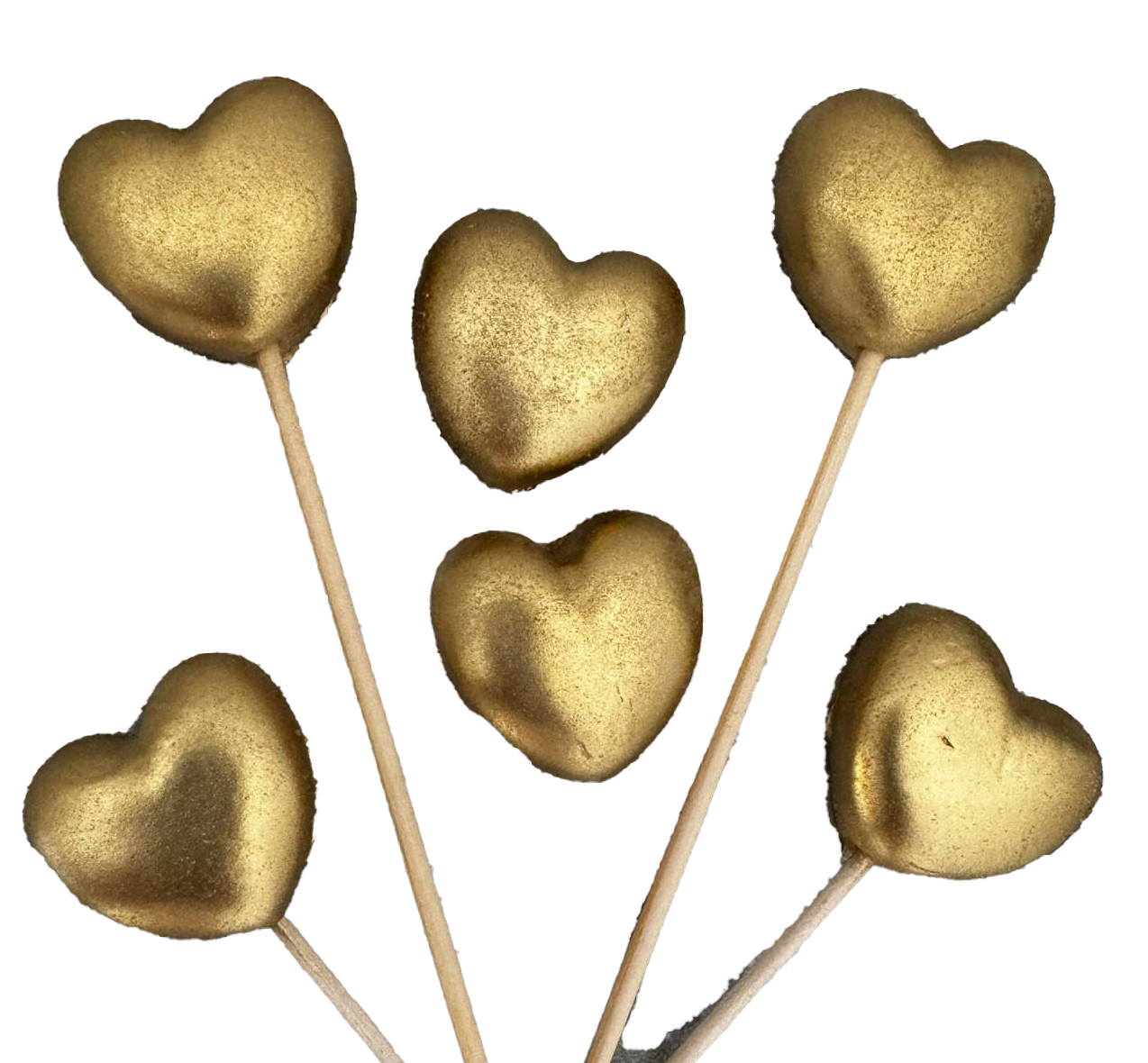 Set de 6 decoraciones de azúcar comestible, Corazones Dorados Decoraciones en Pasta de Azúcar Naty Shop