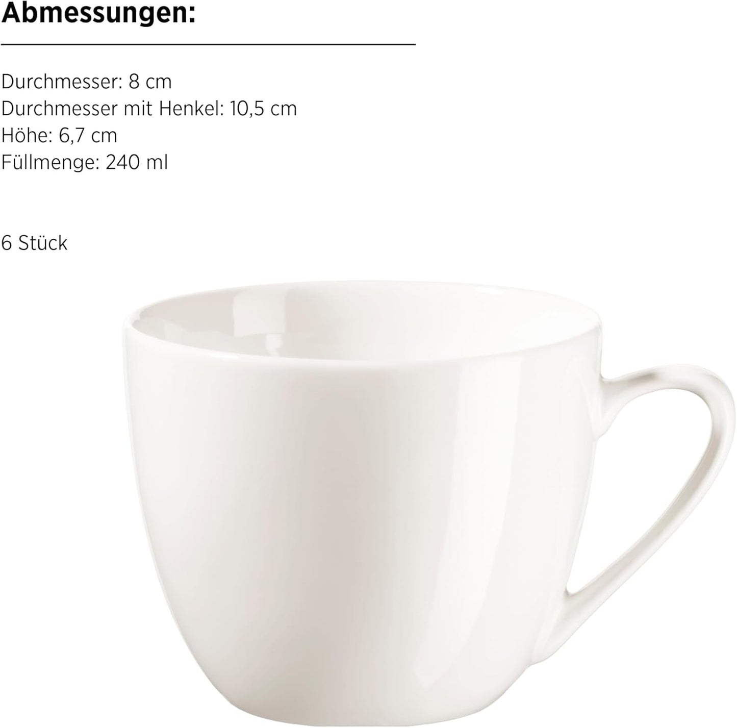 MÄSER 934105 Serie Belmira, Juego de Café Clásico para 6, Juego de Café de 18 Piezas, Atemporal, Elegante, Delicado, Porcelana, Blanco