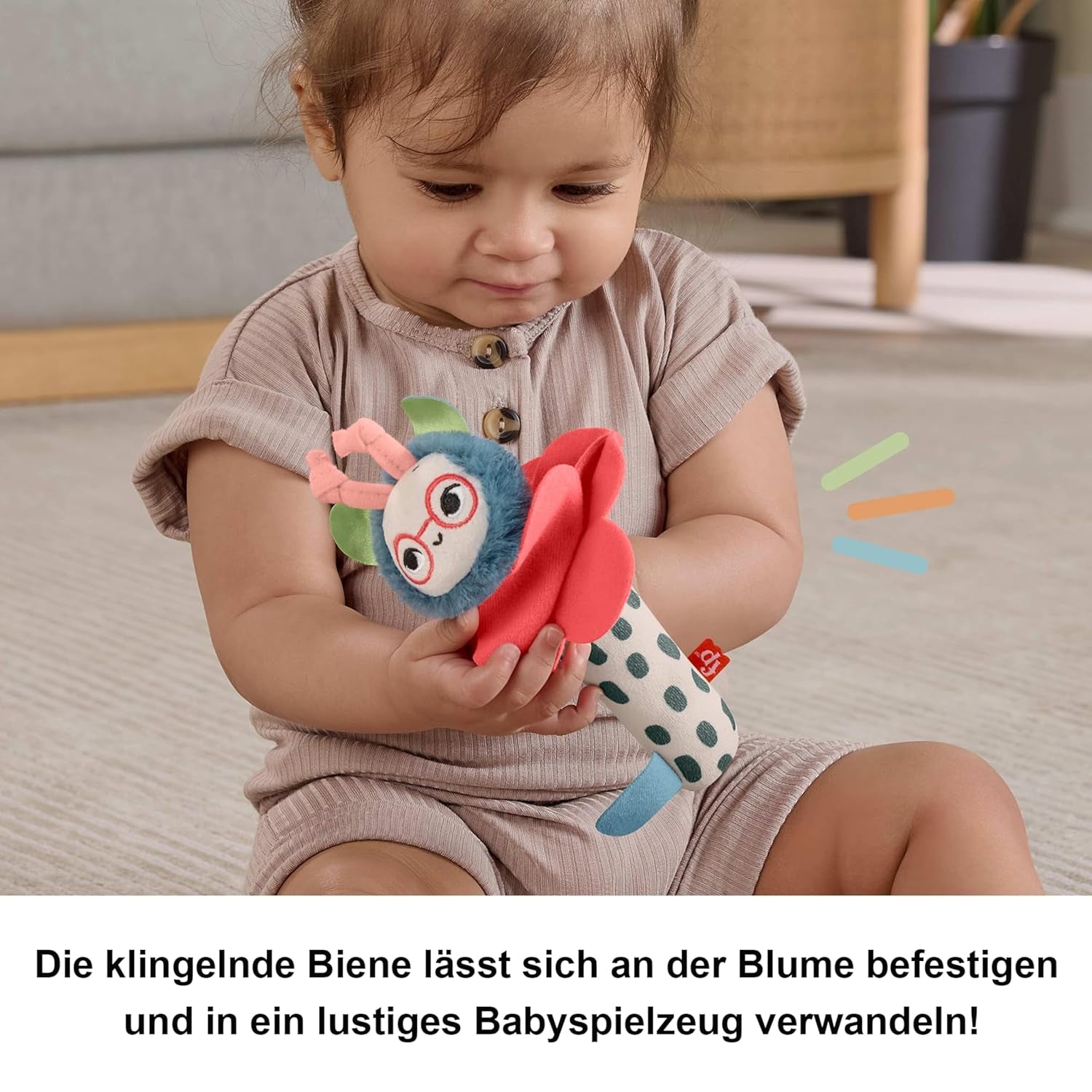 Juguete para Bebé Fisher-Price Planet Friends Peluche Sensorial 2 en 1 Campana y Abeja como Juego de Dos Piezas para Recién Nacidos hasta 3 Meses, HYR56 Baby Toys Naty Shop