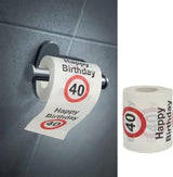 Juego de 4 papeles higiénicos "Feliz 40 cumpleaños" │40 cumpleaños 24 metros 2-telas 180Gr/Qm │ Papel higiénico con motivo de papel higiénico (4 X papel higiénico 40)