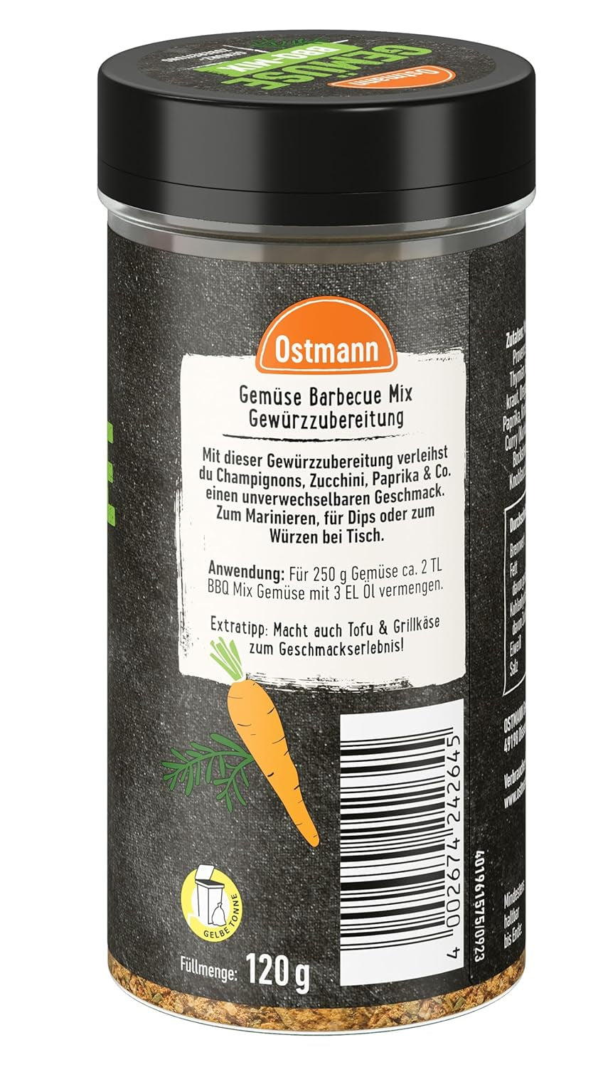 Ostmann Gewürze - Mezcla para barbacoa Gemüse | Gewürzzubereitung für Gemüse | Mediterrane Kräuternote para Grillgemüse, Tofu y Co. | 120 g en un colador