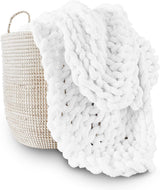 Manta de punto grueso, manta, 100% tejida a mano con hilo de chenilla jumbo (127 X 152,4 Cm, gris lila) Adyrescia Beds and Blankets Blanco 50"X60"